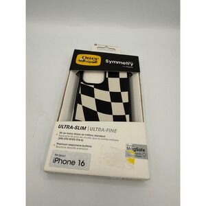 OtterBox Symmetry iPhone 16 Case Black White NEW Checkered MagSafe Slim